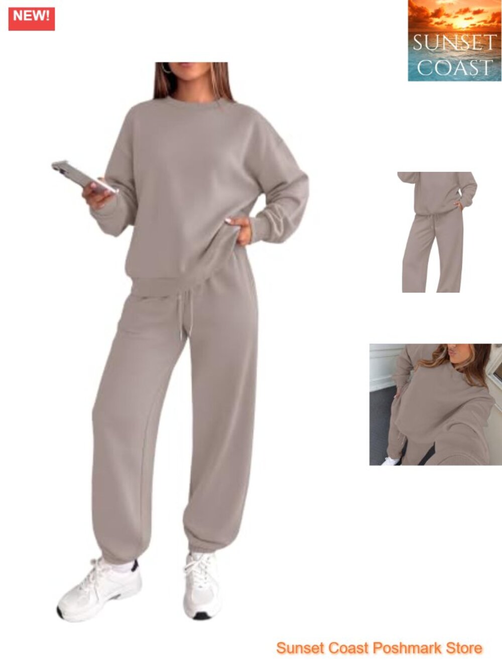 Womens 2 Piece Sweatsuit Set Crewneck Sweatshirt Jogger Pants Lounge